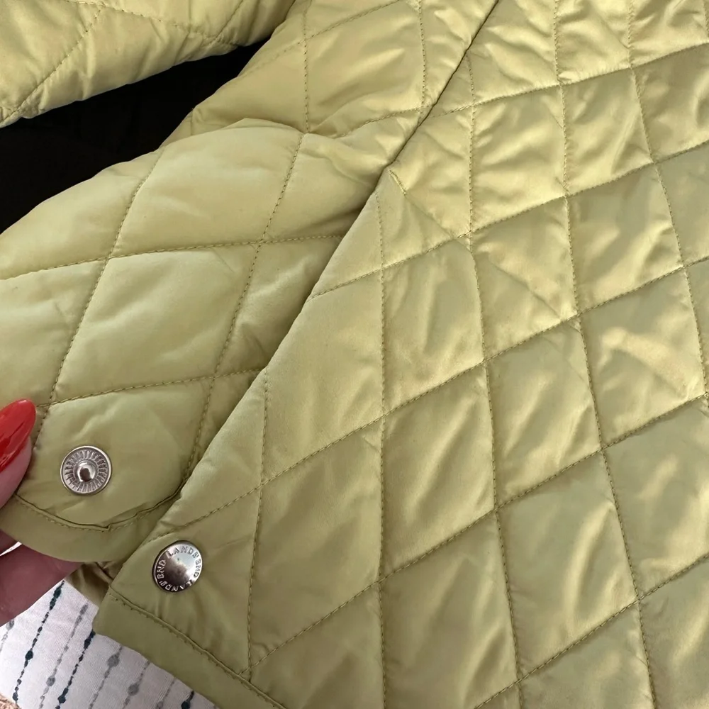 Lands’ End Quilted Jacket Women Small Green Lightweight Zip Coat Snap Pockets - Picture 7 of 7